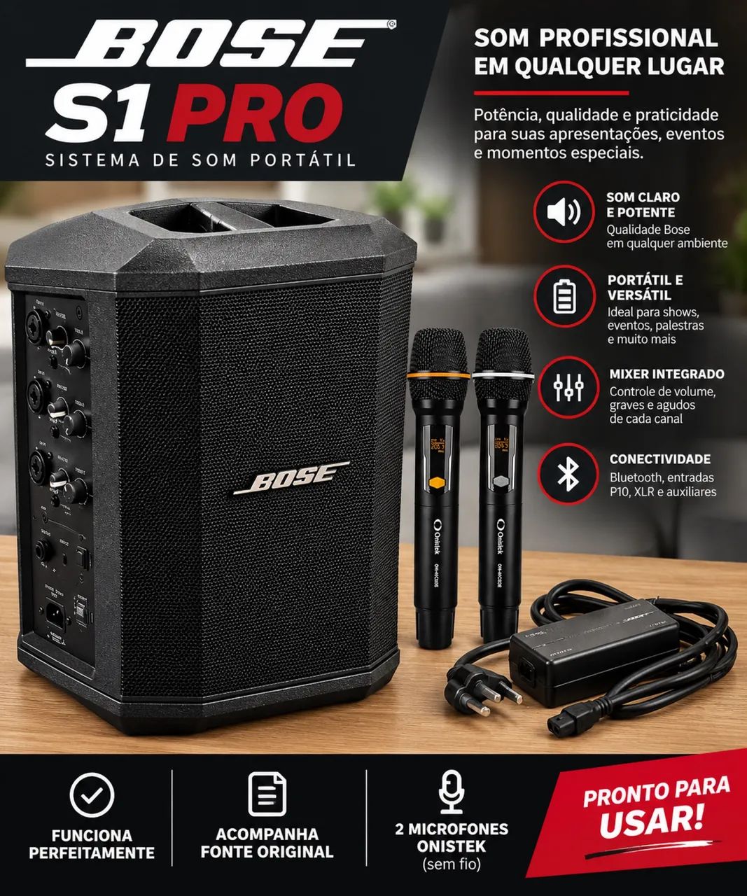 Caixa de Som Profissional Bose S1 Pro