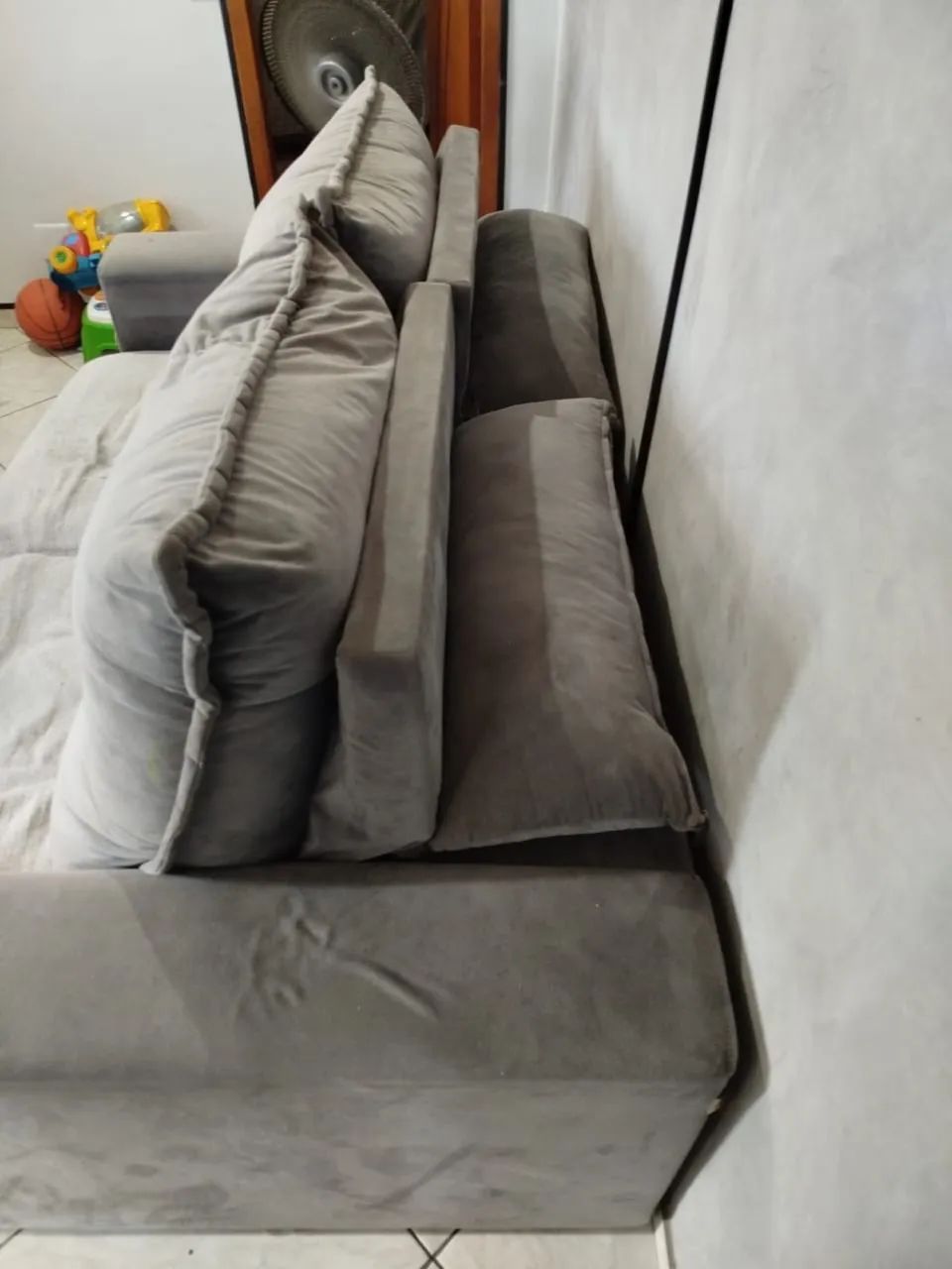 Sofá Retrátil 2 Lugaares - Cinza- Abre e reclinável  - Foto 4