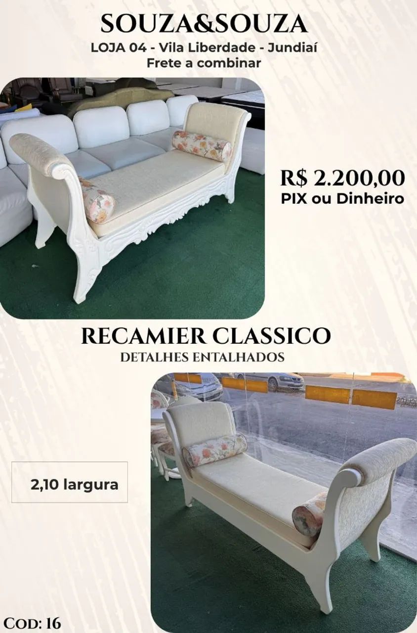 Recamier Branco de Madeira