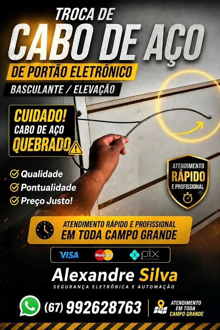 Troca de Cabo de aço de Portão eletrônico 