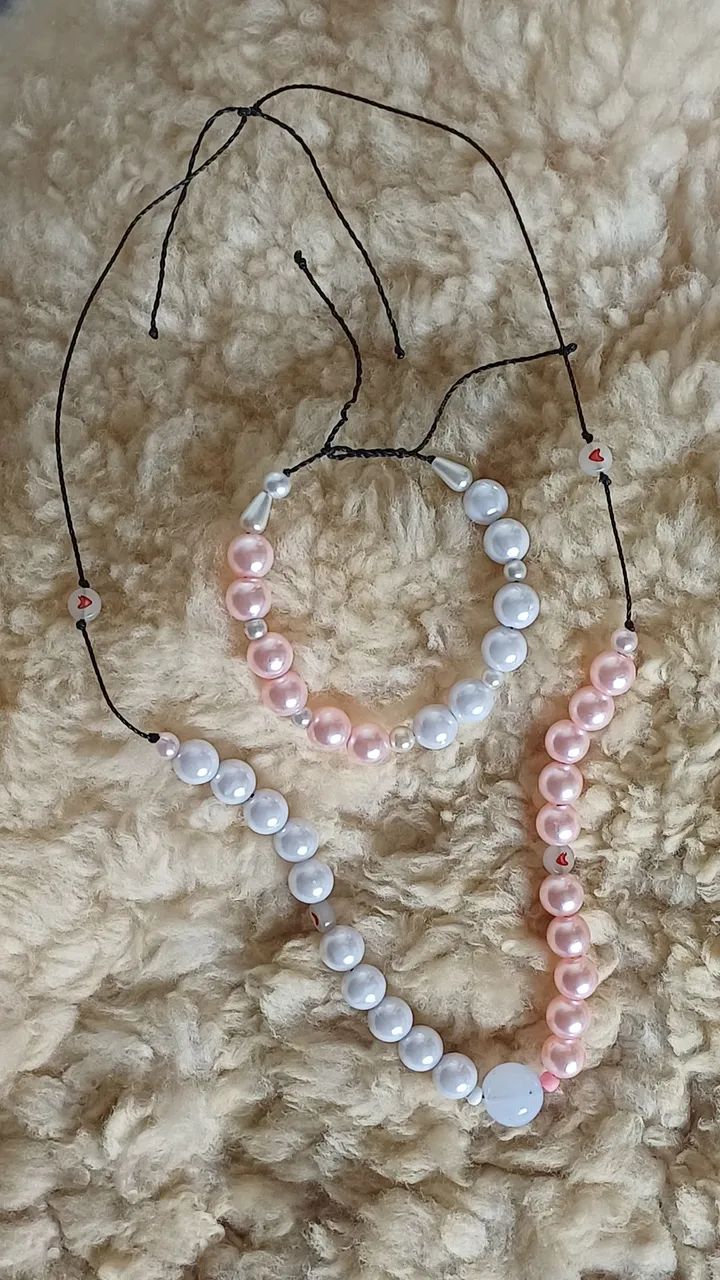 Kit pulseira e colar de pérolas infantil 