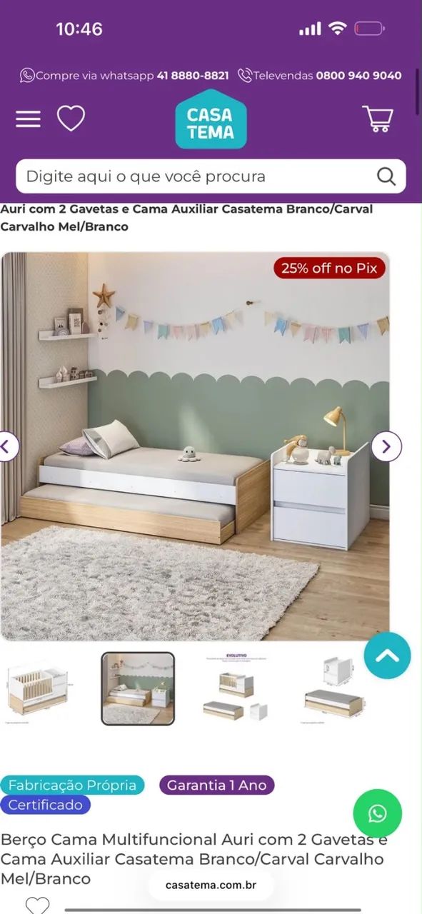 Berço com cama auxiliar multifuncional  - Foto 3