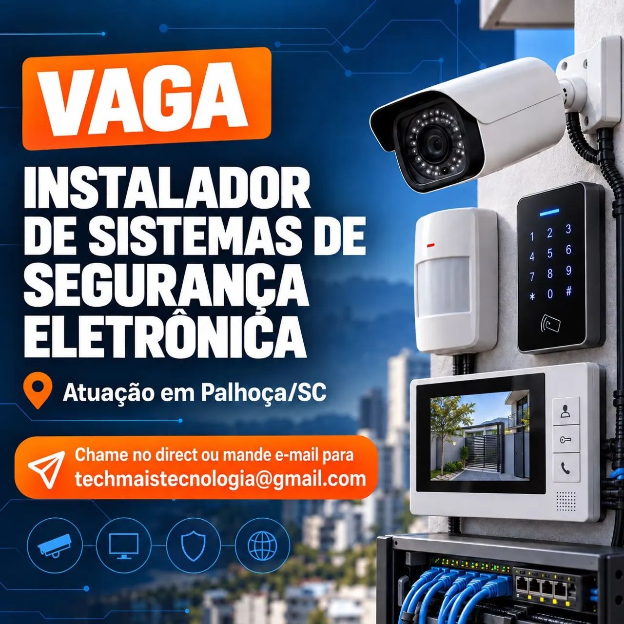 Vaga Instalador segurança eletrônica 