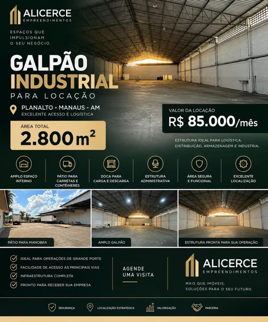 ALUGO GALPÃO COM 2800 M2 NO PLANALTO COM DOCA