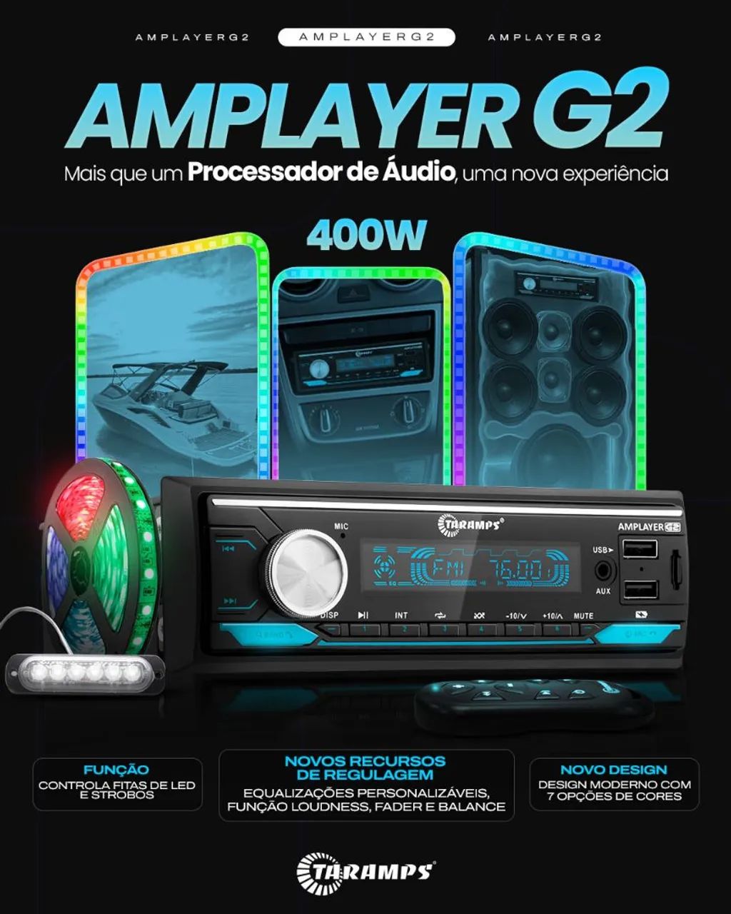 Amplayer g2 taramps 400x4 - Foto 3