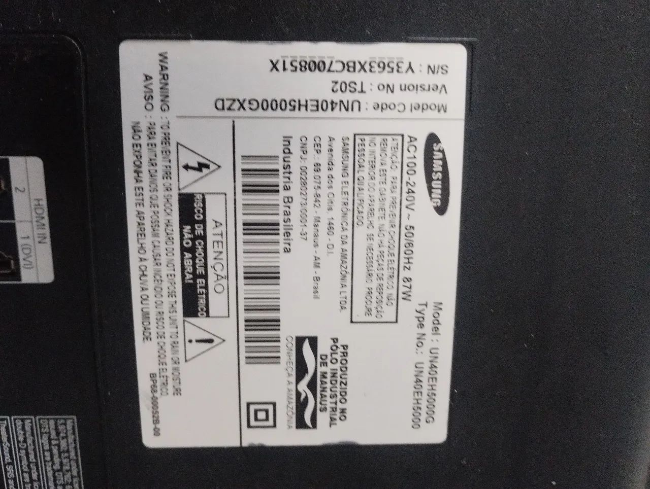Tv Samsung defeito  Modelo : UN40EH5000GXZD para peças ou conserto  - Foto 3