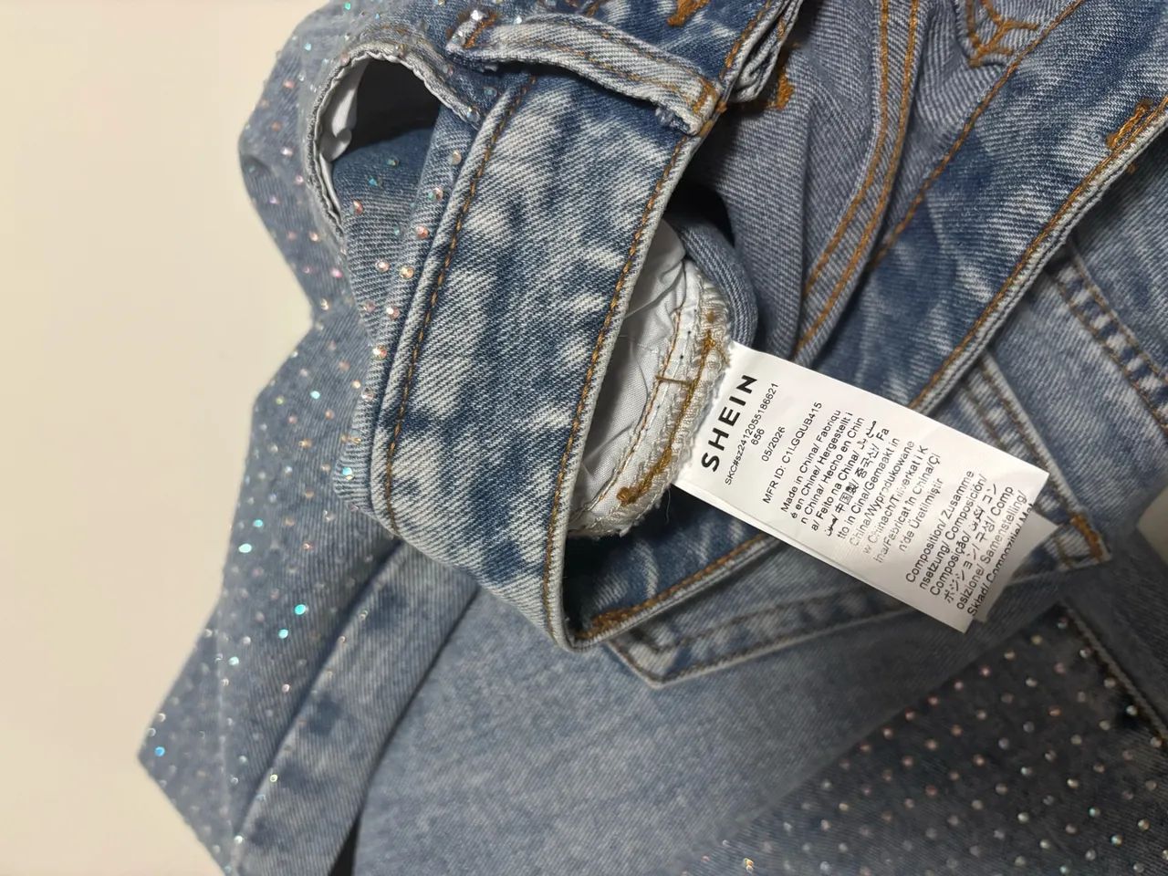 calça jeans shein strass azul 34 - Foto 5