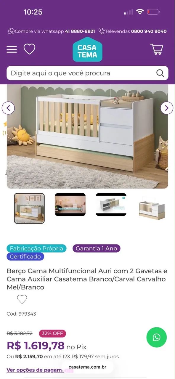 Berço com cama auxiliar multifuncional  - Foto 2