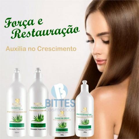 Kit Mamona e Babosa Hábito Cosméticos Hidratação Cresce Cabelo Óleo de Ricino Cauterização - Foto 4