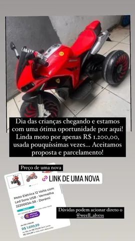 Moto Elétrica Infantil, Brinquedo Bandeirantes Usado 90699336