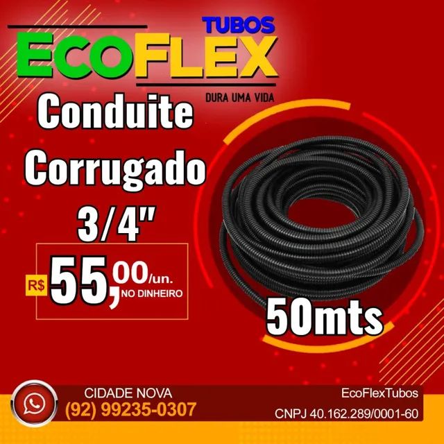 CONDUITE CORRUGADO 3/4" 50Mts PEAD Preto