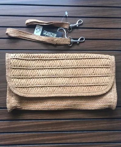 Bolsa carteira de mão em palha NOVA - Foto 3