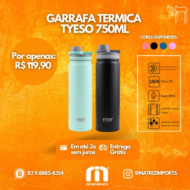 Garrafa Térmica Tyeso 750ML - Bebidas na Temperatura Ideal com Estilo