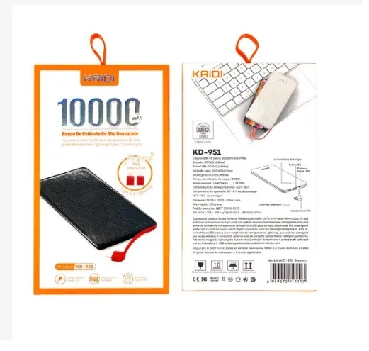 Carregador Portátil Original Kaidi KD-951 10000mah Tipo C V8 Iphone wpp.43. *