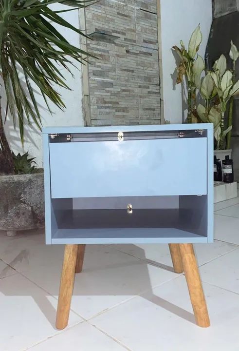 Mesa de Cabeceira Azul com Gaveta - Foto 3
