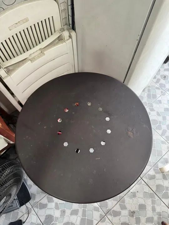 Jogo de Mesa e 6 Cadeiras de Ferro Dobráveis - Bege - Foto 4