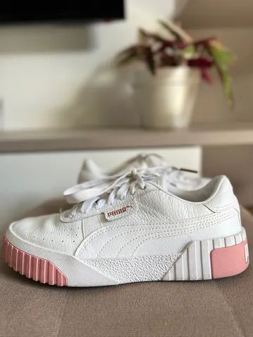 Tênis Puma Couro Branco e Rosa - Foto 3