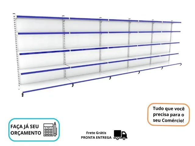 Gondola de Aço 5 Bandejas Branca 30s40