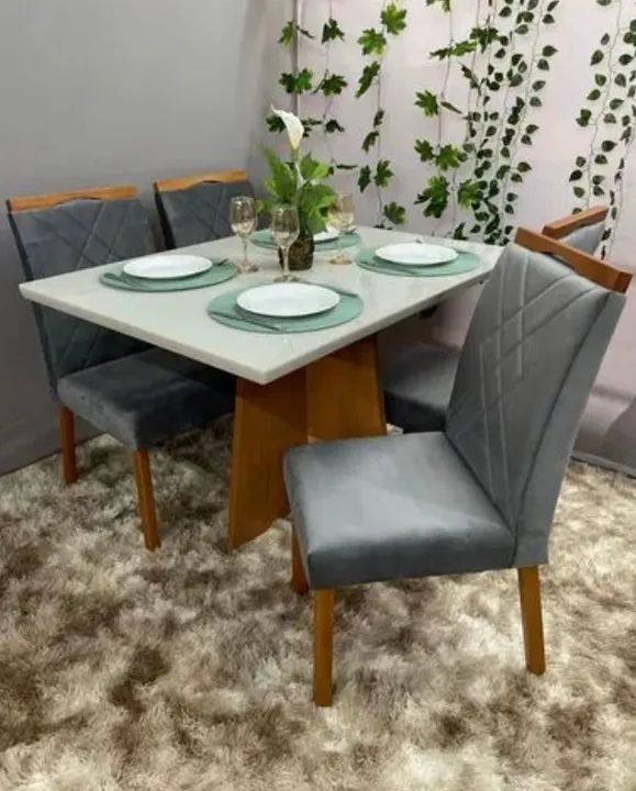 conjunto de mesa 4 Lugares [cinza ]