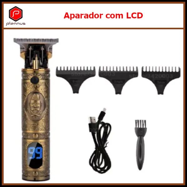 Aparador  Barbeador Máquina De Cortar Cabelo Barba Profissional Com Led C/ Display z374 - Foto 5