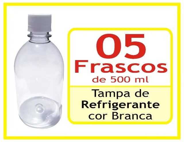Frascos de 500 ml com Tampa de Refrigerante com Rosca e Lacre
