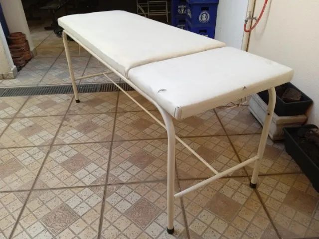 Maca c/ cabeceira regulável em Couro Ecológico / Aço Branco 80 cm x 63 cm x 182 cm - Foto 4