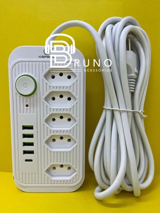 Extensão 5 tomadas 4 USB 1 tipo C 5m - Foto 2
