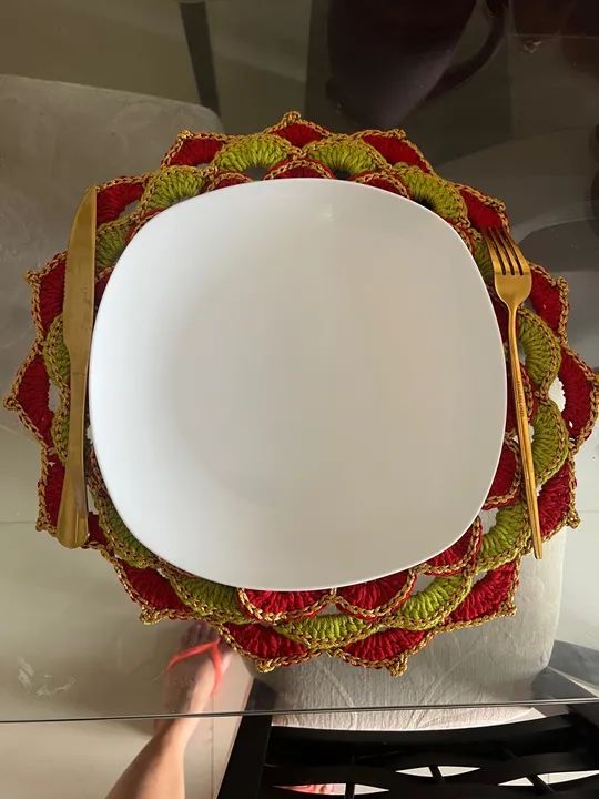 Jogo Natal Sousplat - Todo feito a mão .