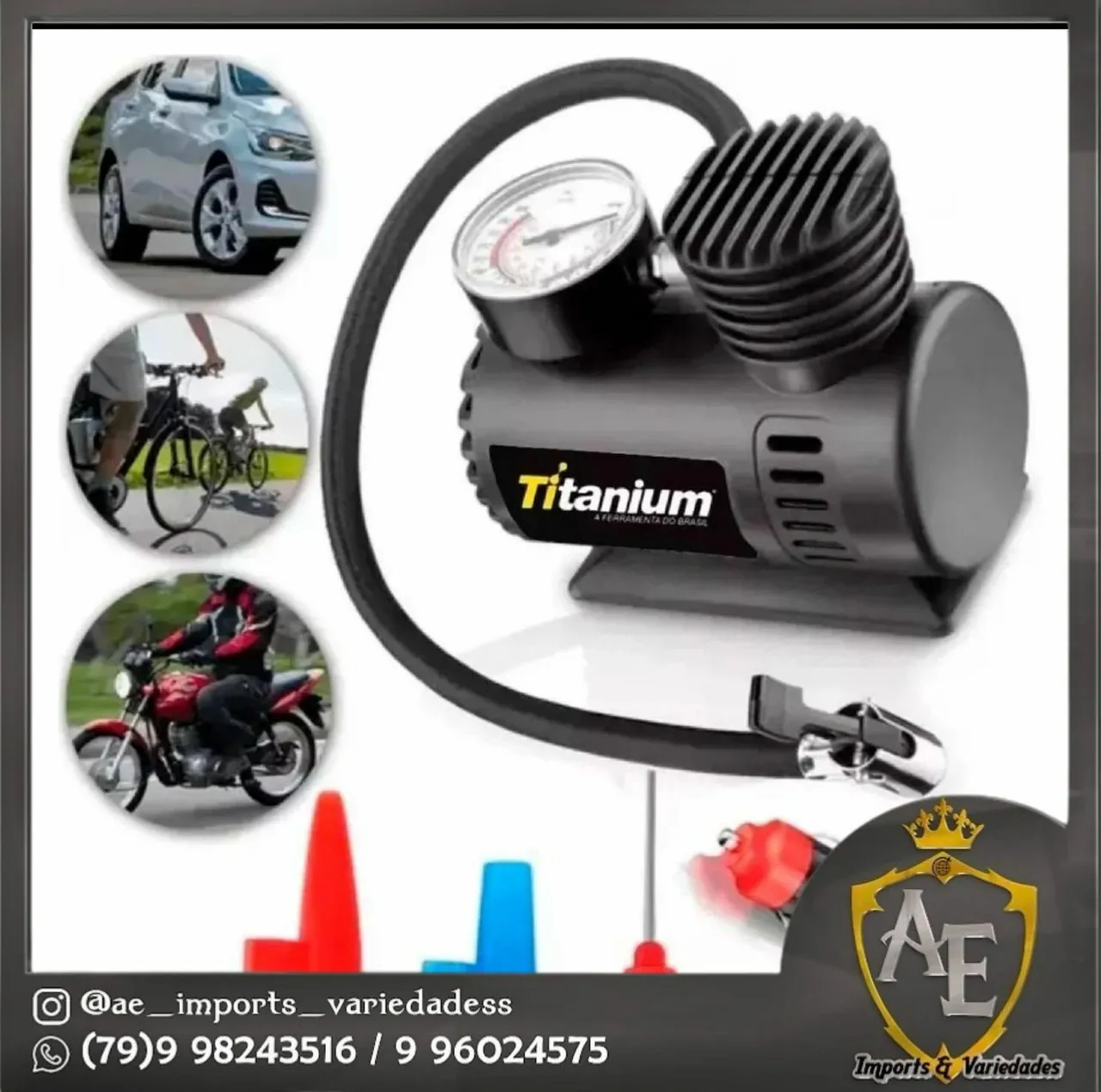 Compressor de Ar Portátil Titanium 12V - Novo