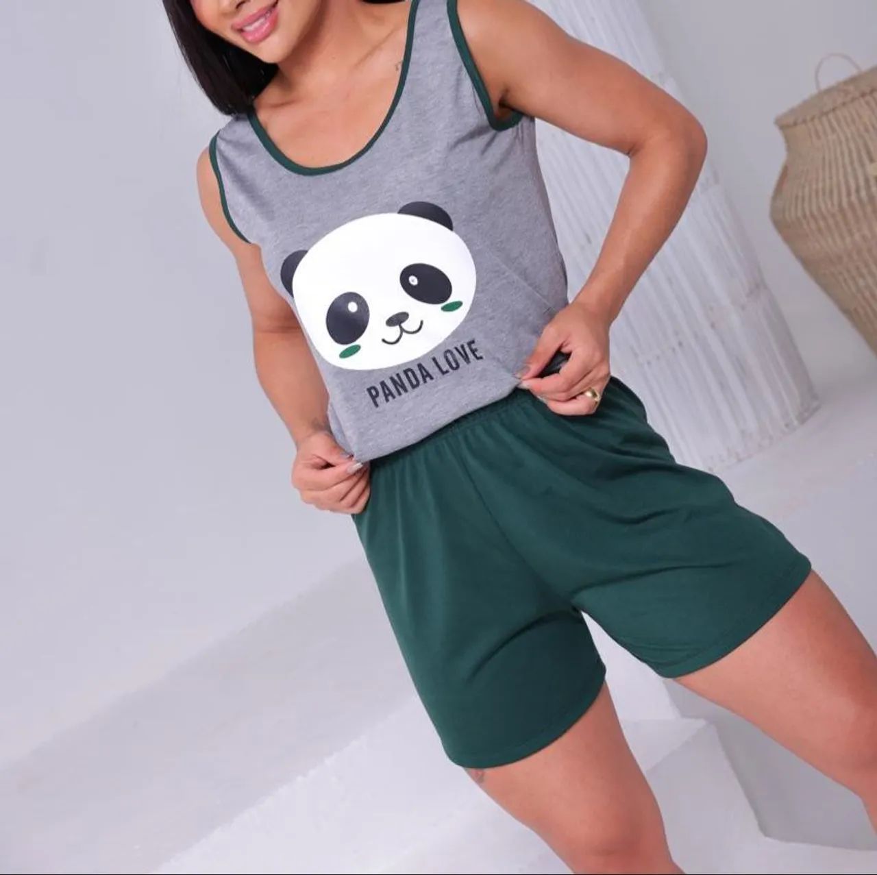 Pijama Conj. Regata com short - 2 pcs  M G GG - Foto 4