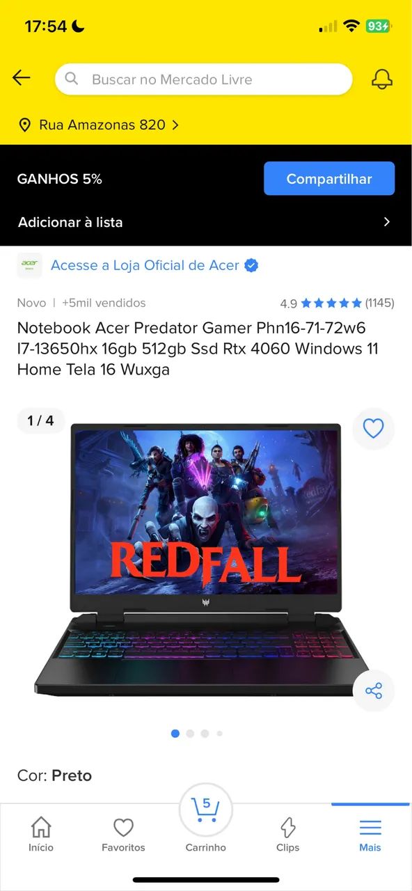 Notebook gamer 64297081841027120