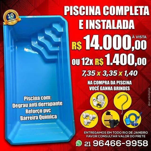 Piscina Completa 7,35 x 3,35 x 1,40 - R$ 14.000,00