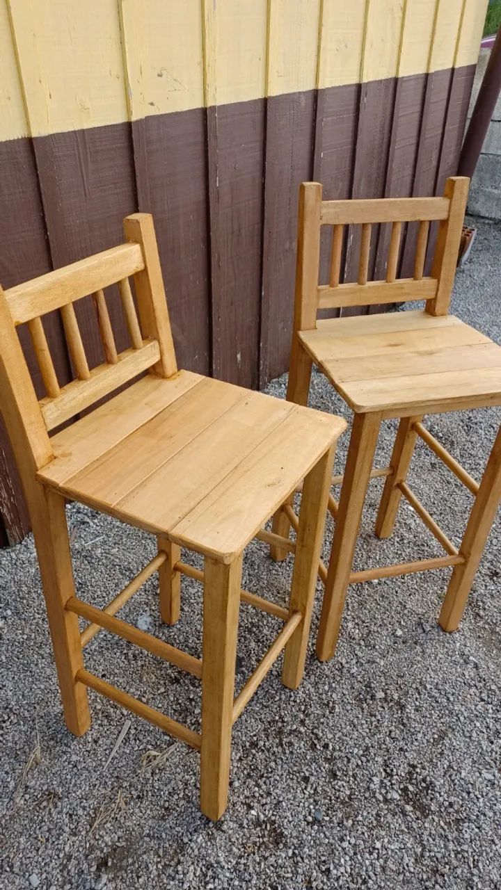 Banquetas quadradas, altas, com encosto, totalmente em eucalipto, reforçada, 70 centímetro - Foto 4
