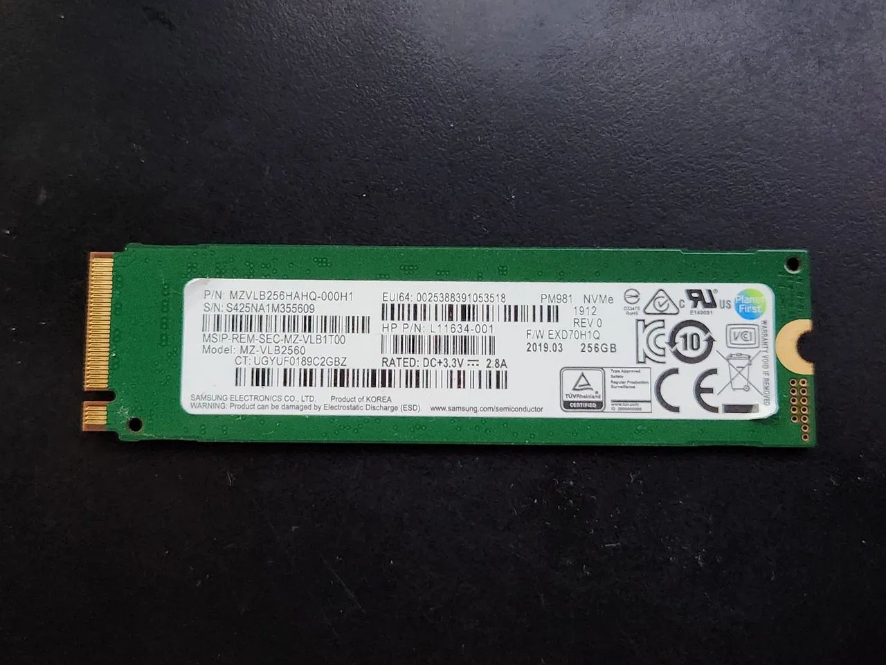 SSD Samsung 256GB NVMe M.2 OEM