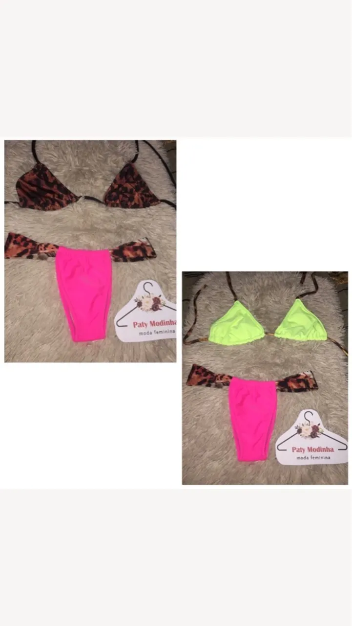 Biquíni Animal Print com Calcinha Neon