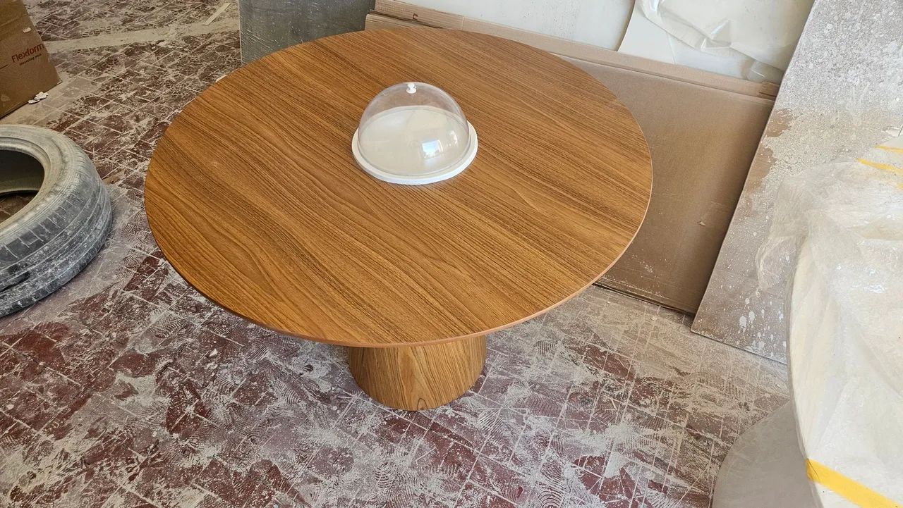 Fabricamos base cone + tampo redondo 100cm mdf freijó 