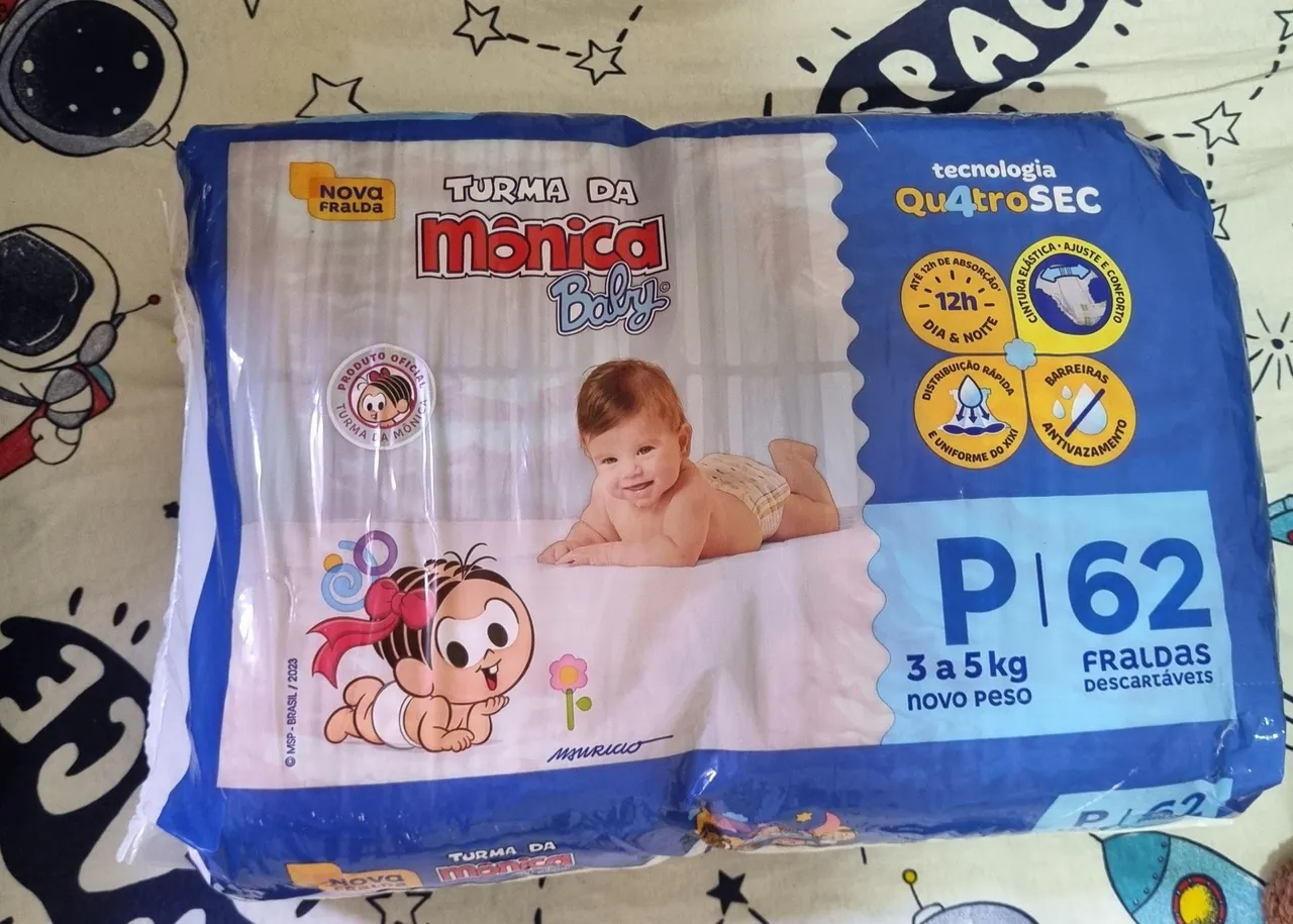 Pacote de Fraldas P - 62 unidades