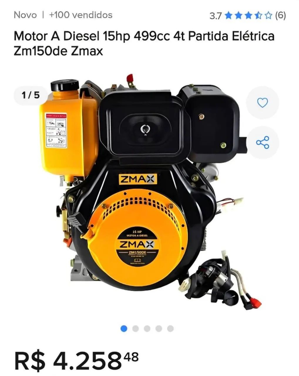 Motor estacionário 15hp  DISEL  partida elétrica e manual