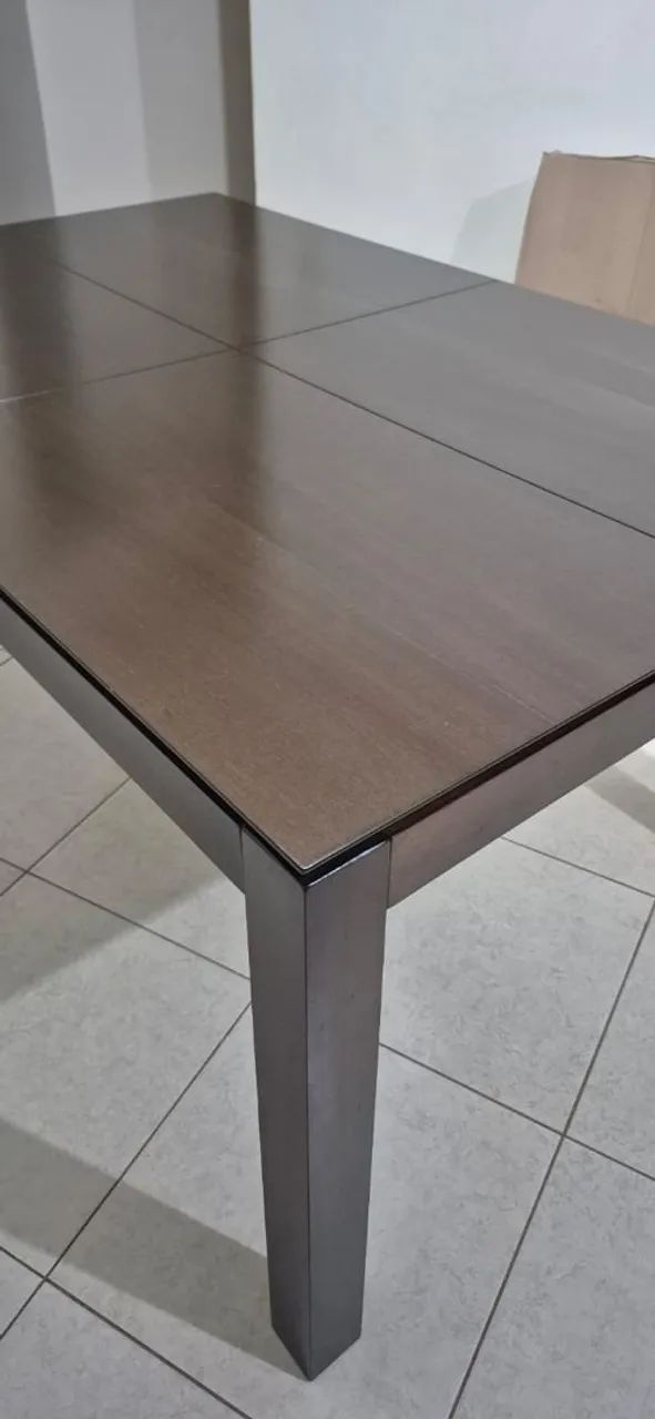 Solid Brown Wood Dining Table with 6 Chairs65105016632065122