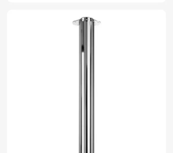 Pe de mesa em aço inox escovado ajustável.