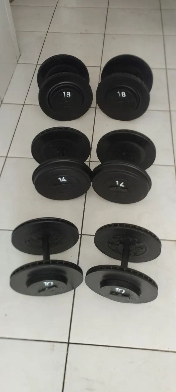 Halteres e anilhas caseira Top Feitas com disco de Freio - Foto 6