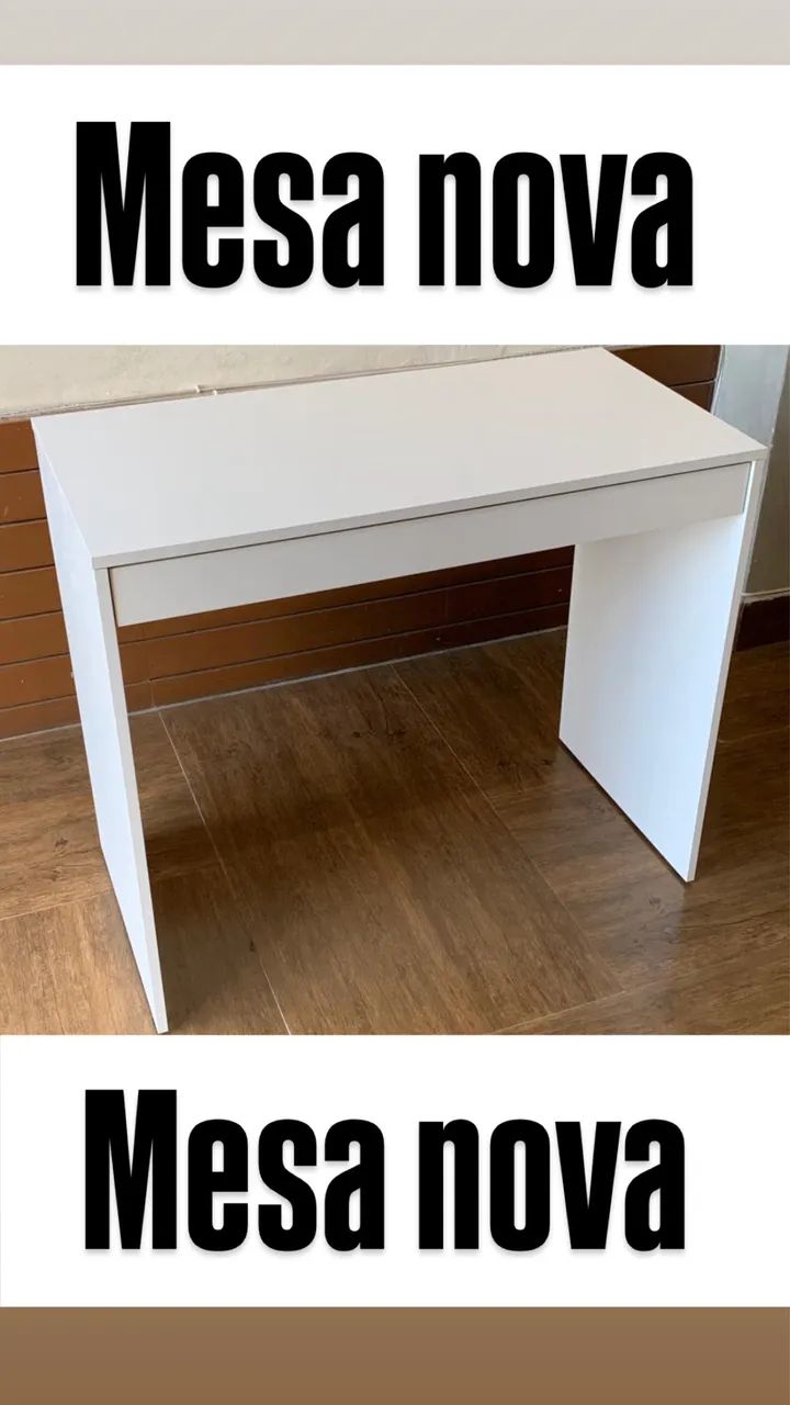 Mesa nova com gaveta em mdf na cor branca 