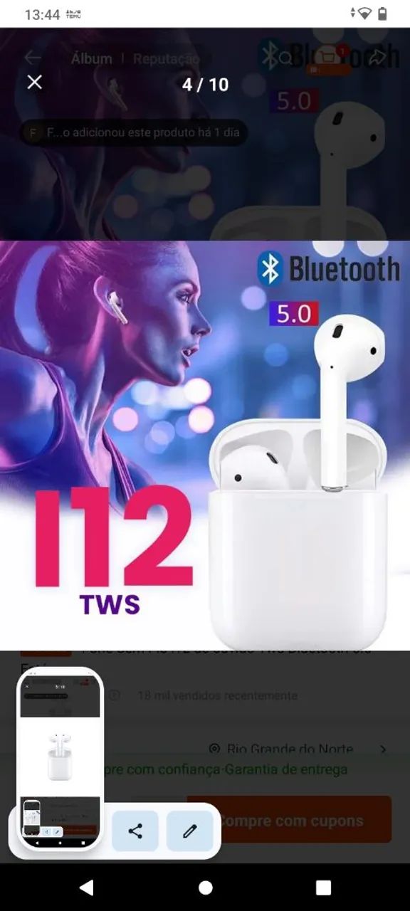 Fone de Ouvido Bluetooth i12 TWS - Novo - Foto 3