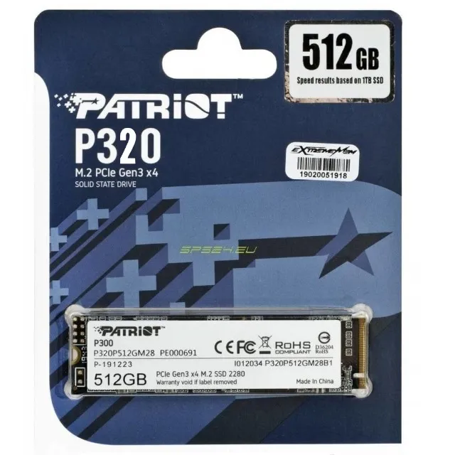 SSD PATRIOT P320 512GB M.2 NVME (3200/2200)MB/S NOVO LACRADO!