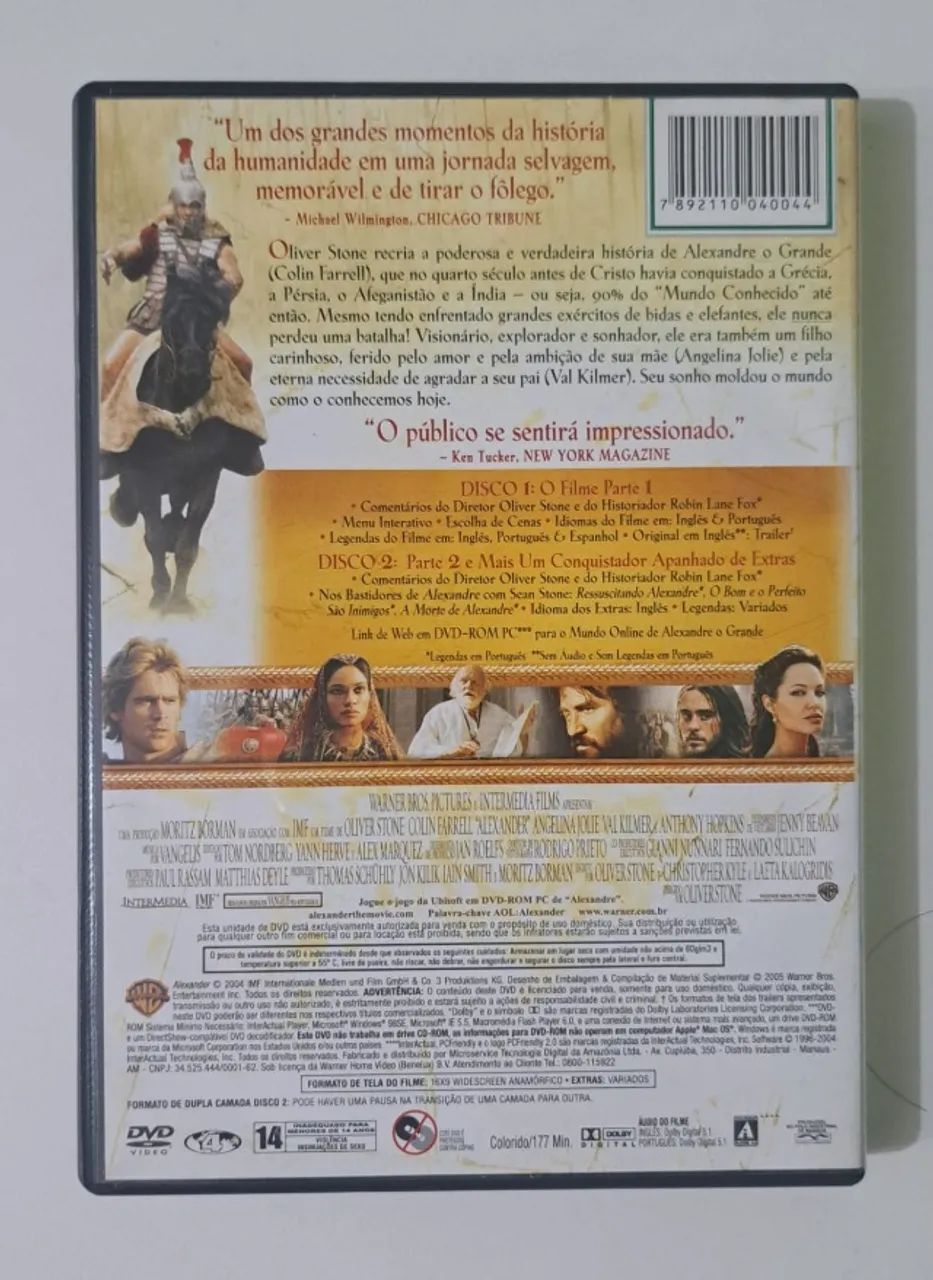 DVD Filme - Alexandre - Colin Farrell,  Angelina Jolie, Val Kilmer e Antony Hopkins - Foto 2