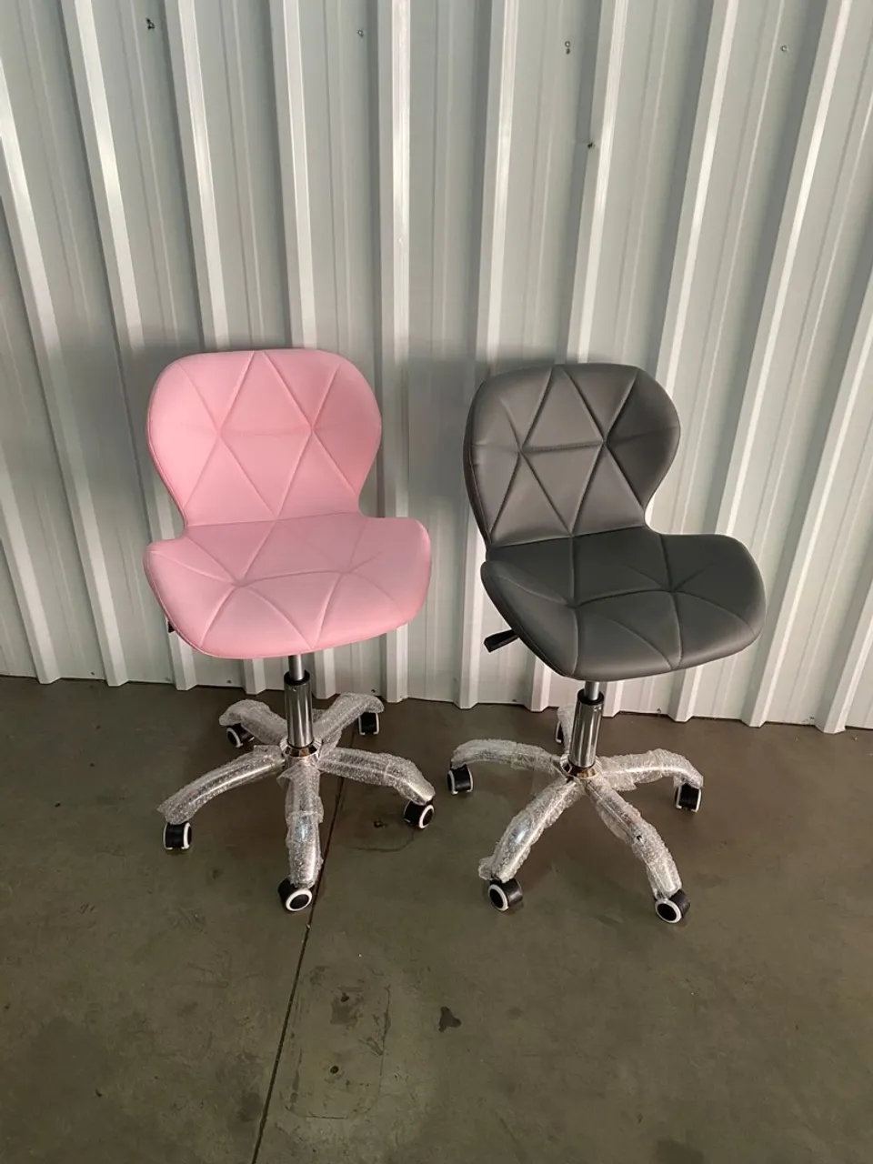 Cadeiras de Escritório Giratórias - Rosa e Cinza