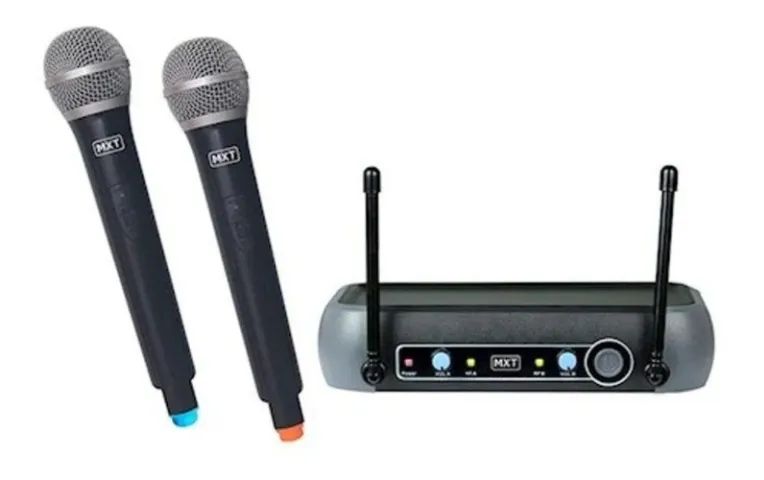 Microfones MXT UHF-202 Dinâmico Sem Fio Com 2 Microfones