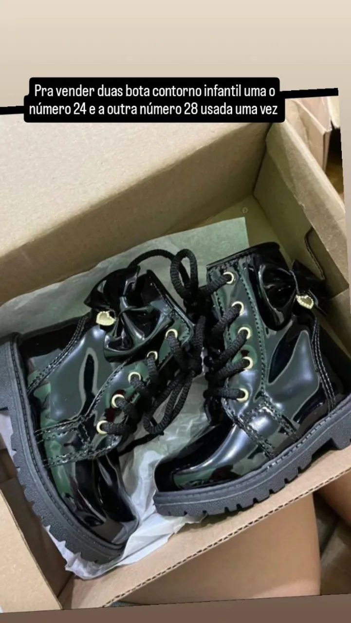Botas de contorno infantil pretas - Números 24 e 28