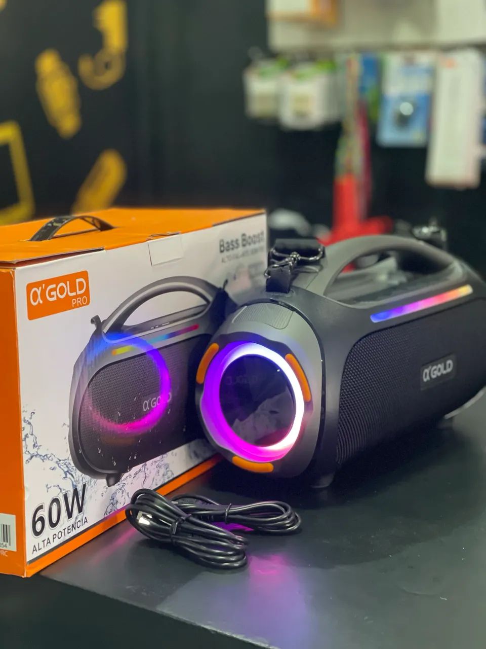 Caixa De Som Boombox 60w Bluetooth 10 Horas De Bateria Cinza-escuro - Foto 2