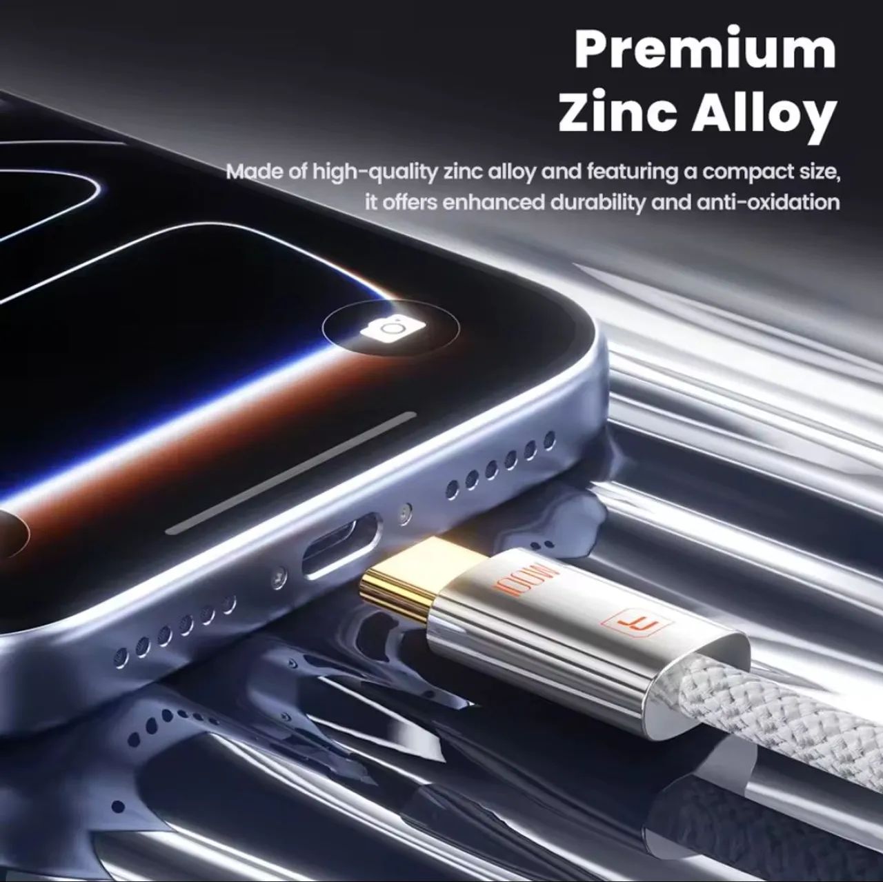 Cabo Toocki 100W 1M em nylon trançado. Usb-c pra Usb-c  - Foto 3